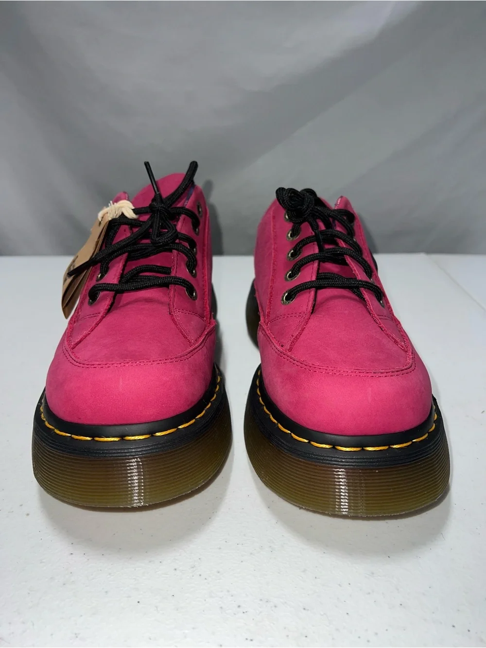 Dr. Martens Pink Plaid Lined Platform Shoe